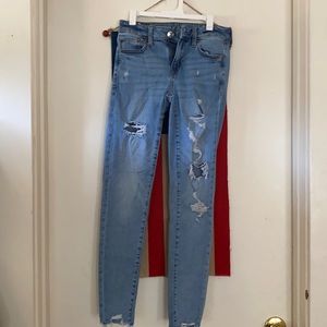 Light wash distressed jeans